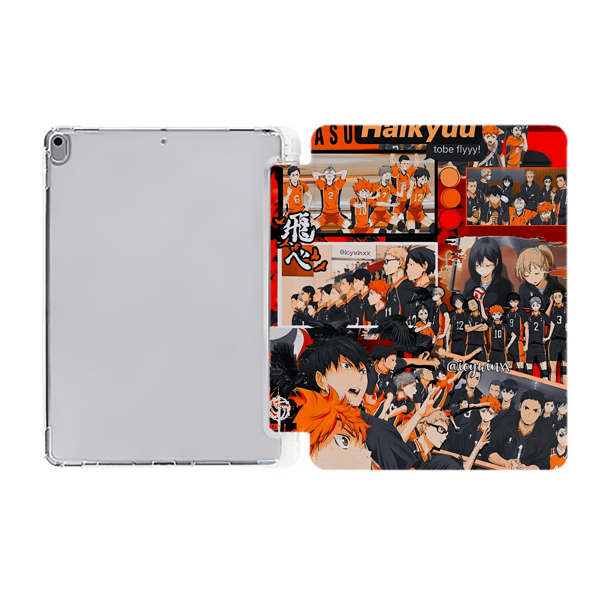 （画像用） ハイキュー!! Haikyu!! IPad ケース ペン収納付き 三つ折りスタンド PUレザー×シリコン 対応機種9.5/10.5/10.9インチ